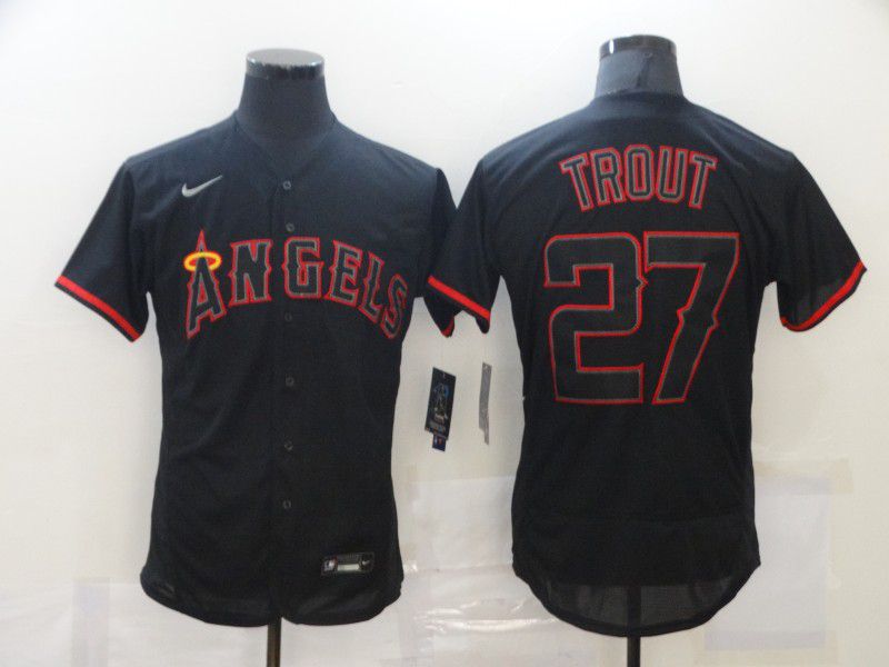 Men Los Angeles Angels #27 Trout Black Elite Nike MLB Jerseys->los angeles angels->MLB Jersey